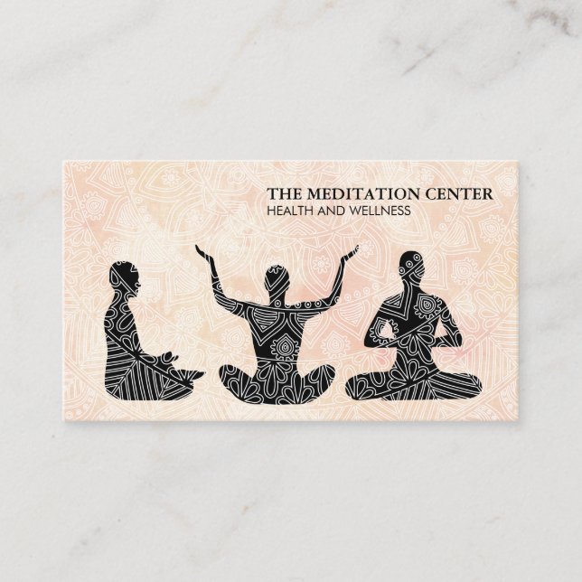 Meditation Health & Wellness Tribal Pattern II Business Card (Front)