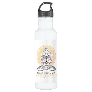 Meditation Instructor Lotus Pose Gold Mandala  710 Ml Water Bottle