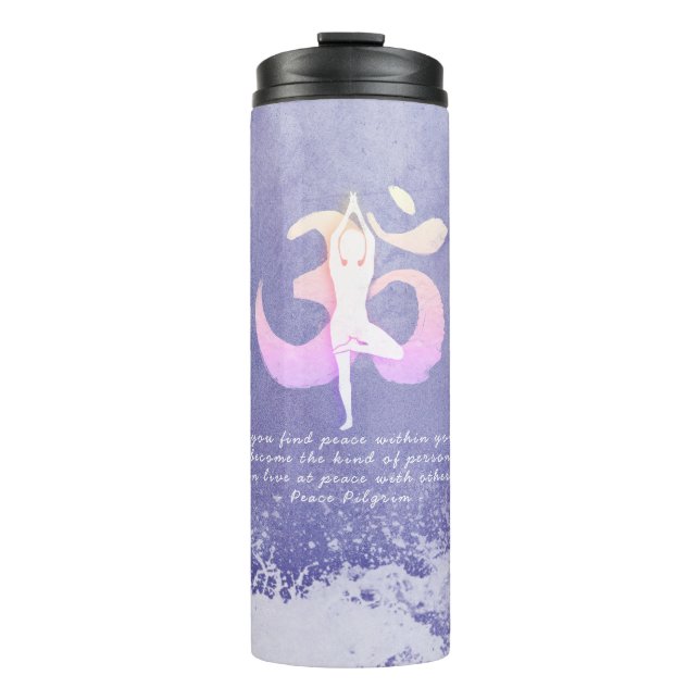 Meditation Instructor Yoga Pose OM Quote Thermal Tumbler (Front)