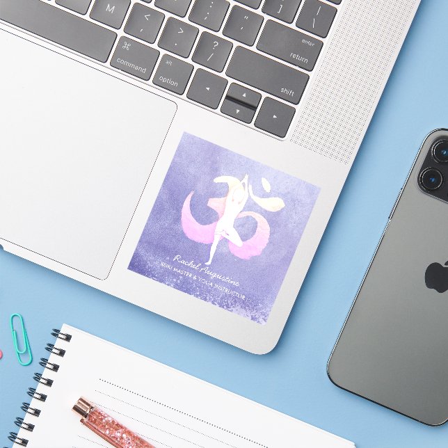 Meditation Instructor Yoga Pose Om Sign (Laptop w/ iPhone)