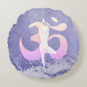 Meditation Instructor Yoga Pose Om Sign Round Cushion