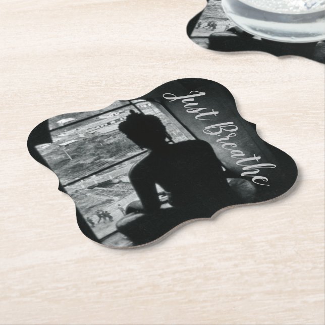Meditation Just Breathe Yoga Paper Coaster (Angled)