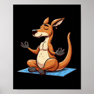 Meditation Kangaroo Yoga Pose Relaxing Animal Poster