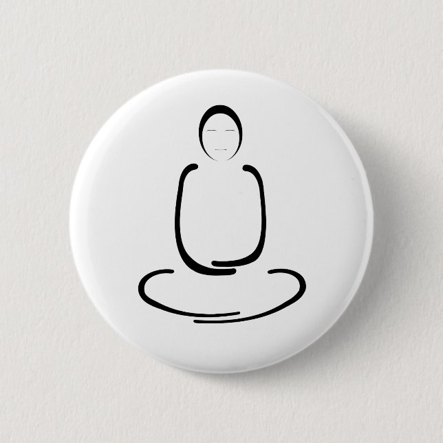 Meditation Man Black 6 Cm Round Badge (Front)