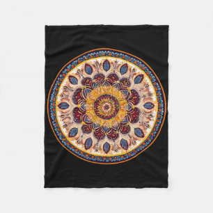 Meditation Mandala Circular Spiritual Yoga Pattern Fleece Blanket