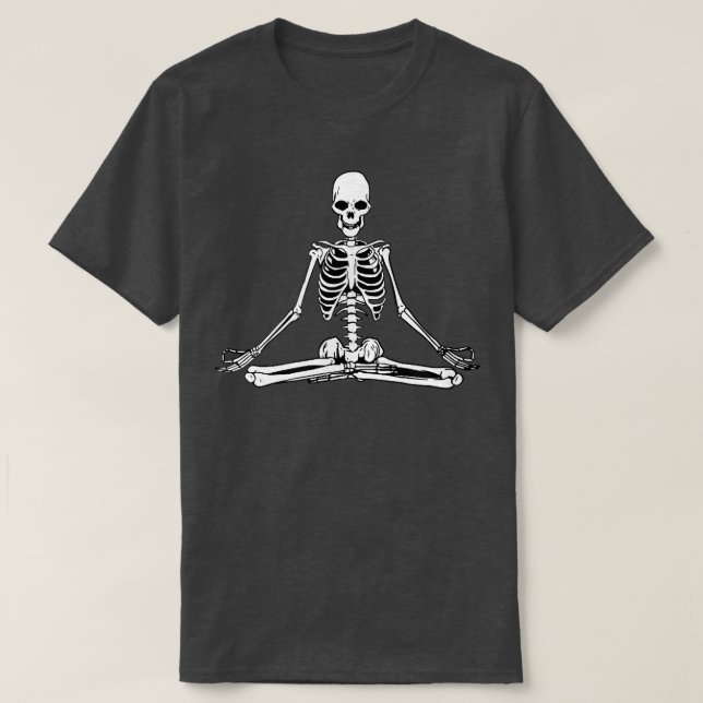 Meditation Meditate Skeleton Meditating Goth Yoga  T-Shirt (Design Front)
