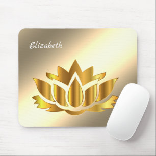 Meditation metallic gold with your name mouse pad