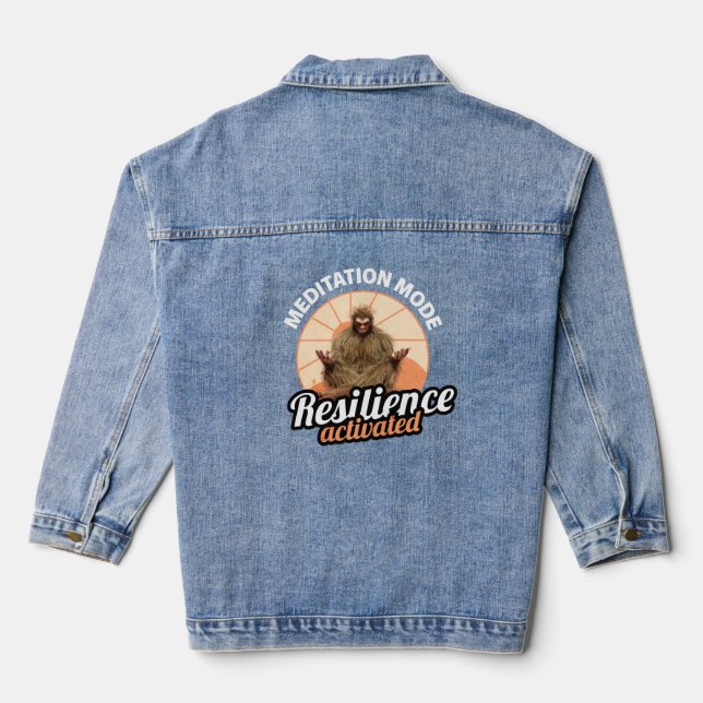 Meditation Mode Bigfoot Resilience Activated Denim Jacket (Back)