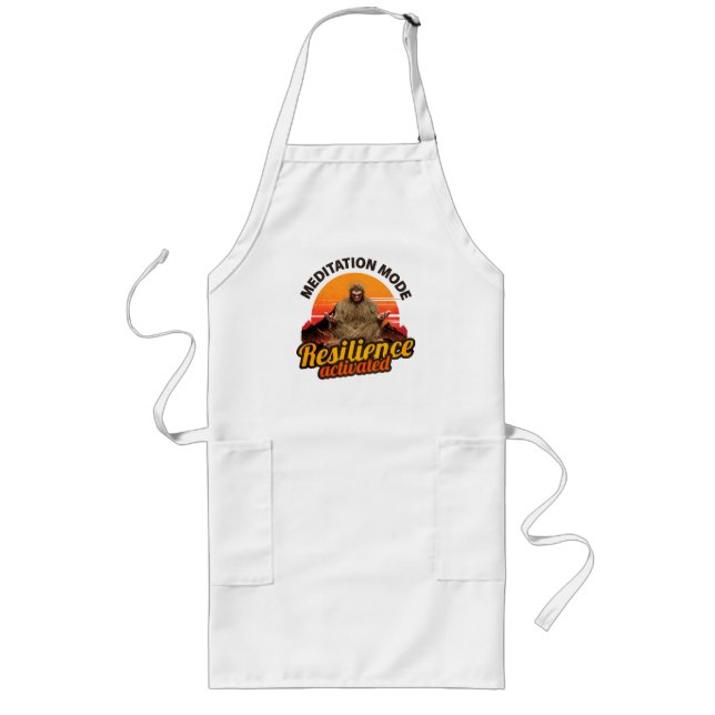 Meditation Mode Resilience Activated Bigfoot Art Long Apron (Front)
