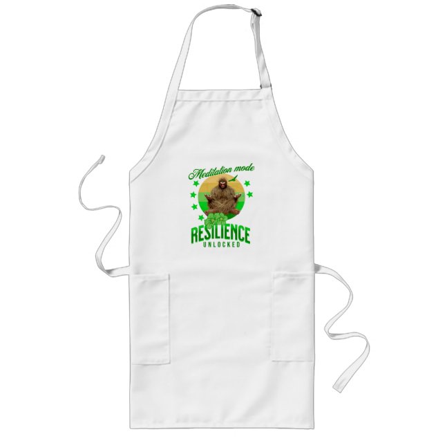 Meditation Mode: Resilience Unlocked Funny Bigfoot Long Apron (Front)