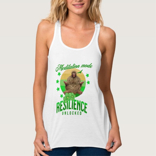 Meditation Mode: Resilience Unlocked Funny Bigfoot Singlet (Front)