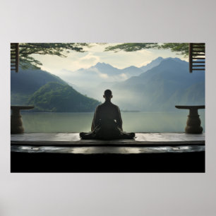 Meditation Monk Tranquil Peaceful Nature Poster