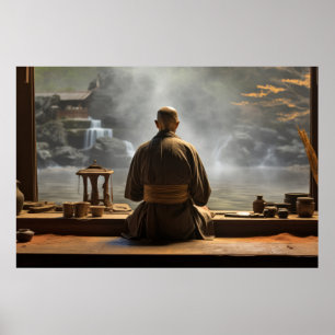 Meditation Monk Tranquil Peaceful Nature Poster
