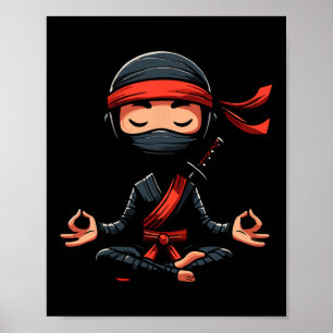 Meditation Ninja Yoga Pose Relaxing Animal Poster
