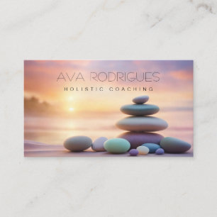 Meditation pastel lake & healing stones business card
