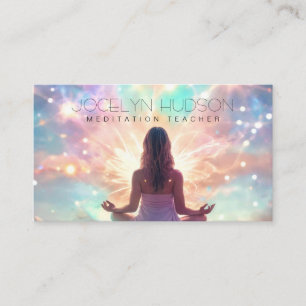 Meditation pastel shiny universe connection business card