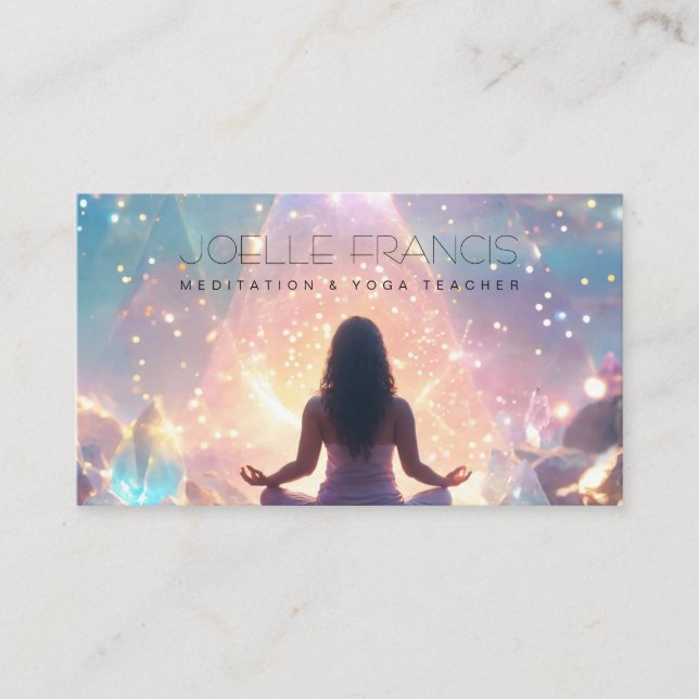 Meditation pastel shiny universe pyramid business card (Front)