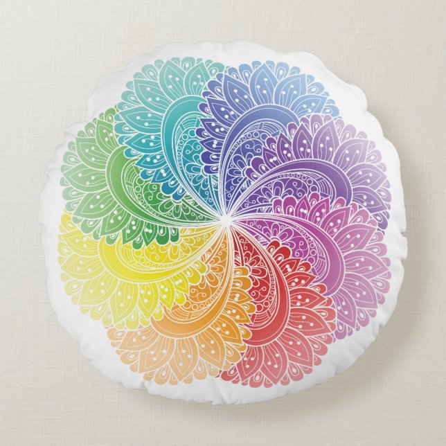 Meditation pillow Mandala Chakra colours (Front)