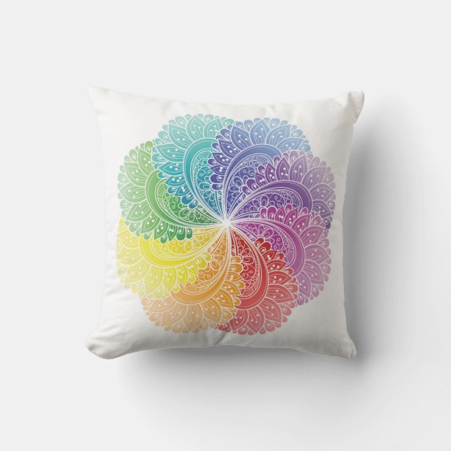 Meditation pillow Mandala Chakra colours (Front)