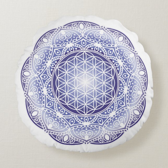 Meditation pillow Mandala Purple shiny (Front)