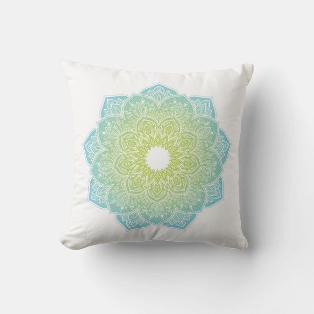 Meditation pillow with mandala teal green (Front)