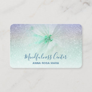 *~* Meditation QR Reiki Yoga Floral Glitter Flower Business Card