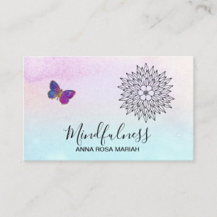 *~* Meditation Reik Yoga Butterfly Floral Mandala Business Card