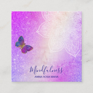 *~* Meditation Reiki Yoga . Butterfly Mandala Square Business Card