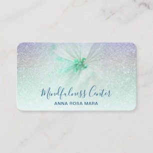 *~* Meditation Reiki Yoga Floral Glitter Flower QR Business Card