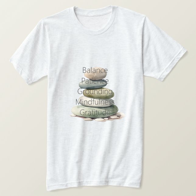 Meditation Rocks Balance Mindfulness Yoga T-Shirt (Design Front)