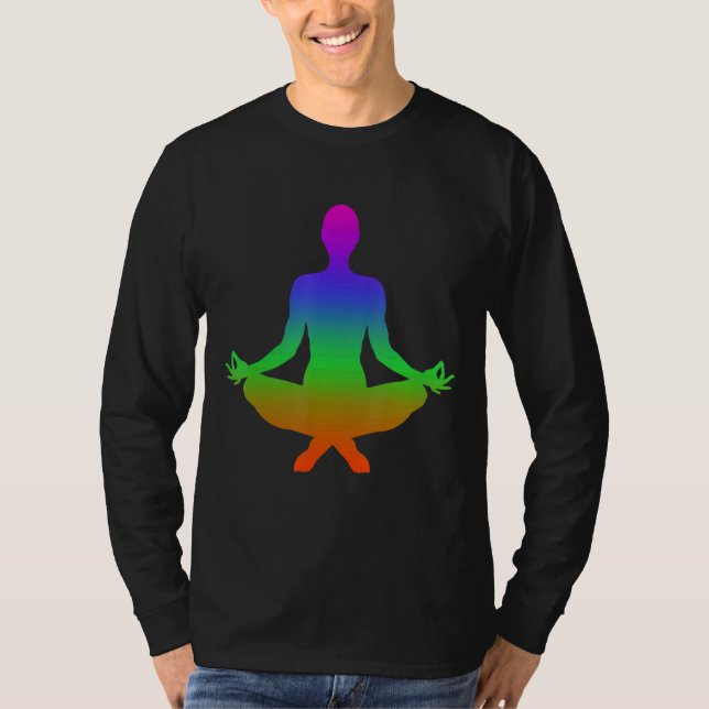 Meditation Shadows In Rainbow Colour T-Shirt (Front)