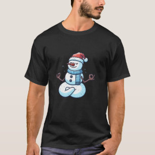 Meditation Snowman Yoga Pose Relaxing Animal T-Shirt