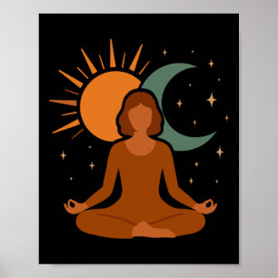 Meditation Sun Moon Yoga Spiritual Self Care Desig Poster