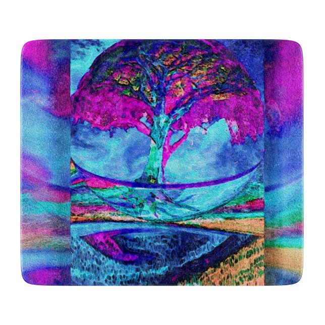 Meditation Tree of Life in Purple Cutting Board (Front)