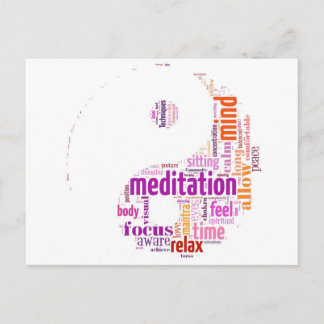 Meditation word art postcard