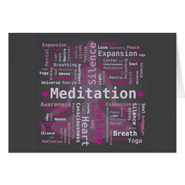 Meditation Word Cloud Pink Colours Black Backgroun (Front Horizontal)