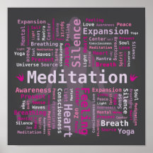 Meditation Word Cloud Tagin Pink and Violet Colour