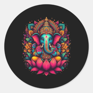 Meditation Yoga Ganesh Hindu God Namaste Tees Gane Classic Round Sticker