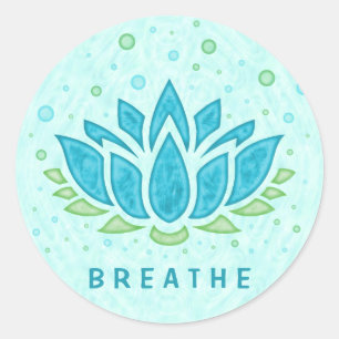 Meditation Yoga Lotus Flower Zen Text Template Classic Round Sticker