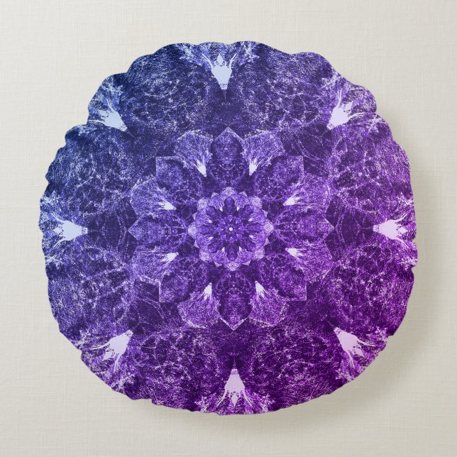 Meditation & Yoga mandala, Wellbeing Art (pillow) Round Cushion (Front)
