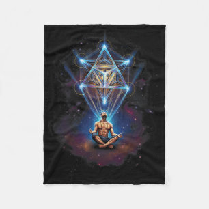 Meditation Yoga Metatrons Cube Cosmic Illustration Fleece Blanket