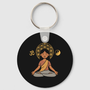 Meditation Yoga Om Symbol Sacred Geometry Yin Yang Key Ring