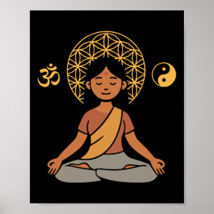 Meditation Yoga Om Symbol Sacred Geometry Yin Yang Poster