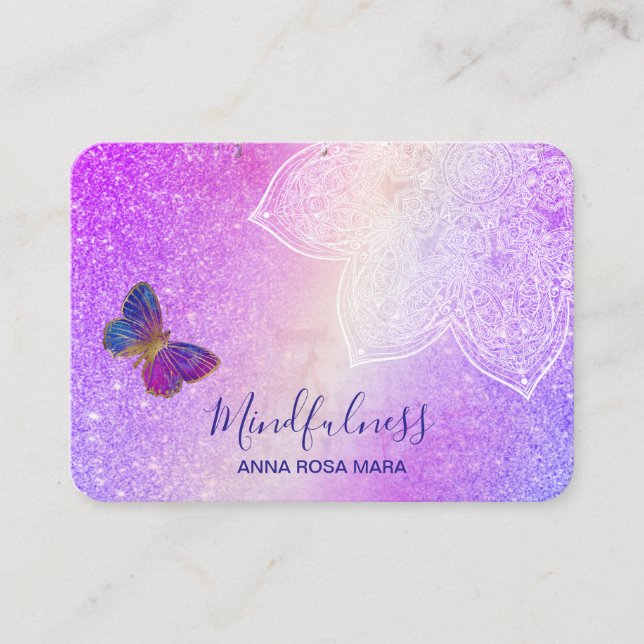 *~* Meditation Yoga Reiki . Butterfly Mandala Business Card (Front)