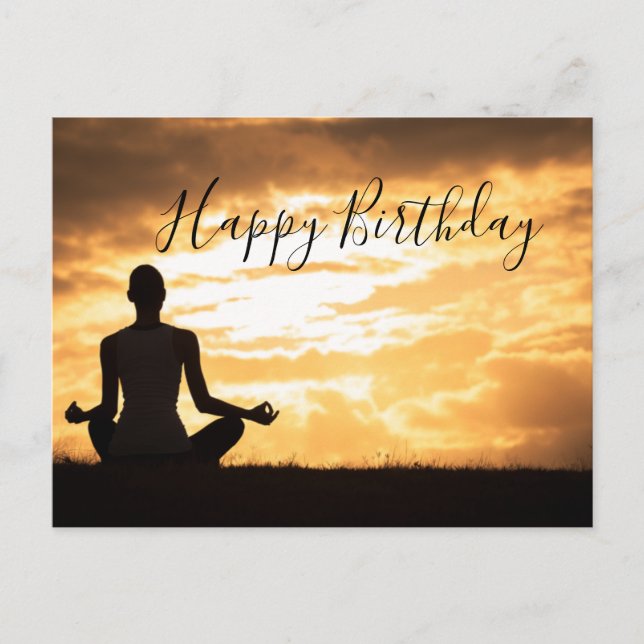 Meditation Yoga silhouette Happy Birthday Card  (Front)