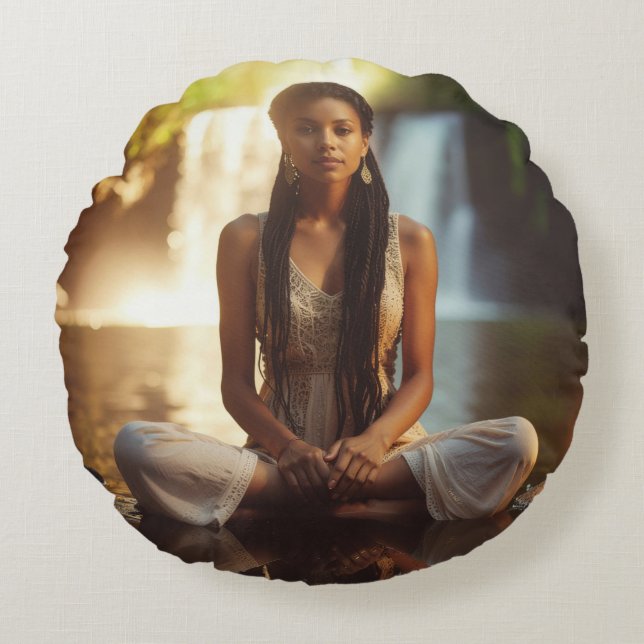 MEDITATION - YOGA - WELLNESS - CARPE DIEM ROUND CUSHION (Front)