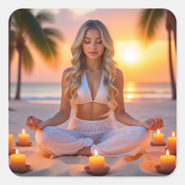 MEDITATION - YOGA - WELLNESS - CARPE DIEM SQUARE STICKER (Front)