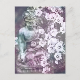 *~* Meditation Zen Buddha Meditate Floral Lavender Postcard