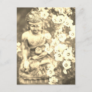 *~* Meditation Zen Buddha Meditate Flowers Gold Postcard