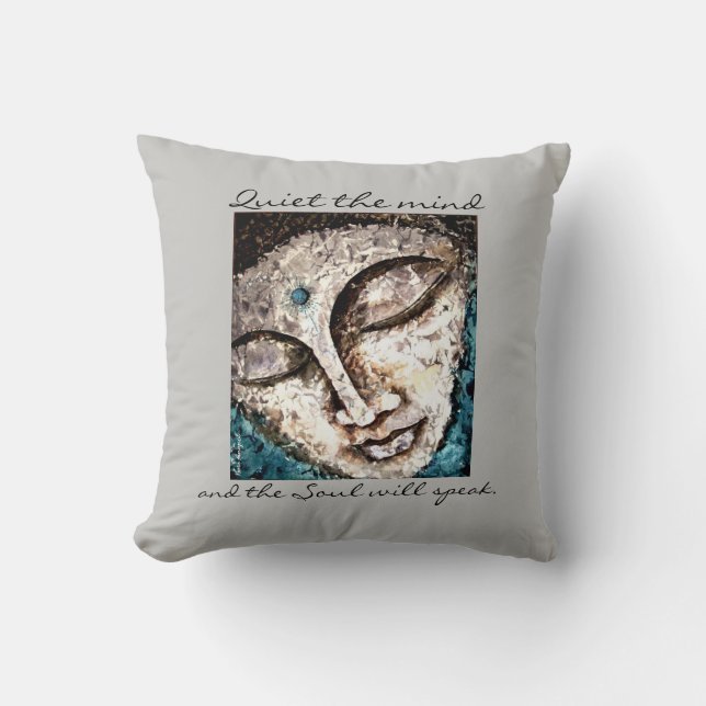 Meditation Zen Quote Buddha Art Throw Pillow (Front)